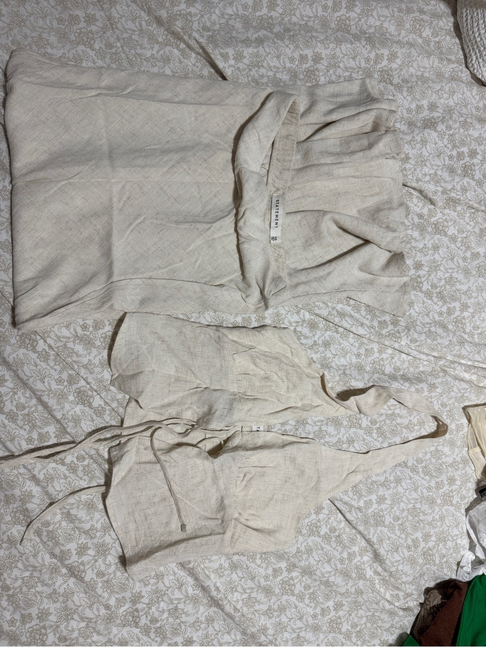 Neutral Cream Strapless Bandeau and Matching Wrap Set